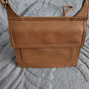 Fossil Tan Leather Crossbody Bag